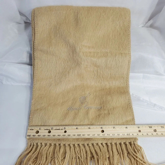 Peruvian Alpaca Camargo Beige Scarf With Fringes 30% Alpaca Made In Peru - Picture 7 of 7
